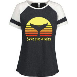 Save The Whales Nautical Ocean Killer Whale Conservation II Enza Ladies Jersey Colorblock Tee