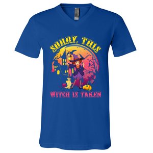 Sorry This Witch Is Taken Funny Halloween Gift V-Neck T-Shirt