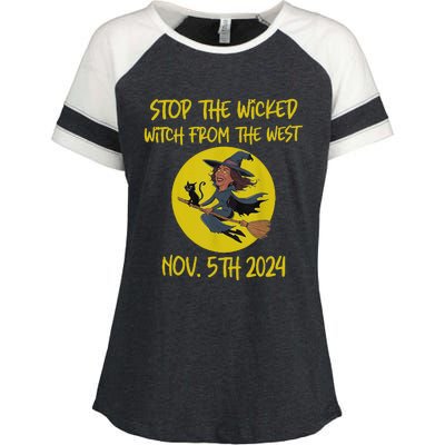 Stop The Wicked Witch From The West Nov. 5th 2024 Enza Ladies Jersey Colorblock Tee