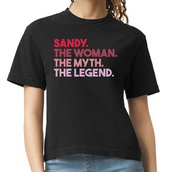 Sandy The Woman The Myth The Legend Personalized Sandy Comfort Colors Boxy T-Shirt