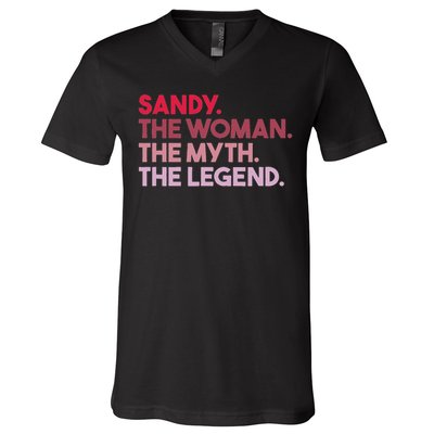 Sandy The Woman The Myth The Legend Personalized Sandy V-Neck T-Shirt