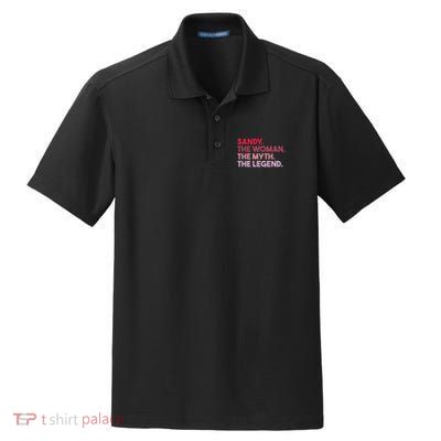 Sandy The Woman The Myth The Legend Personalized Sandy Dry Zone Grid Polo