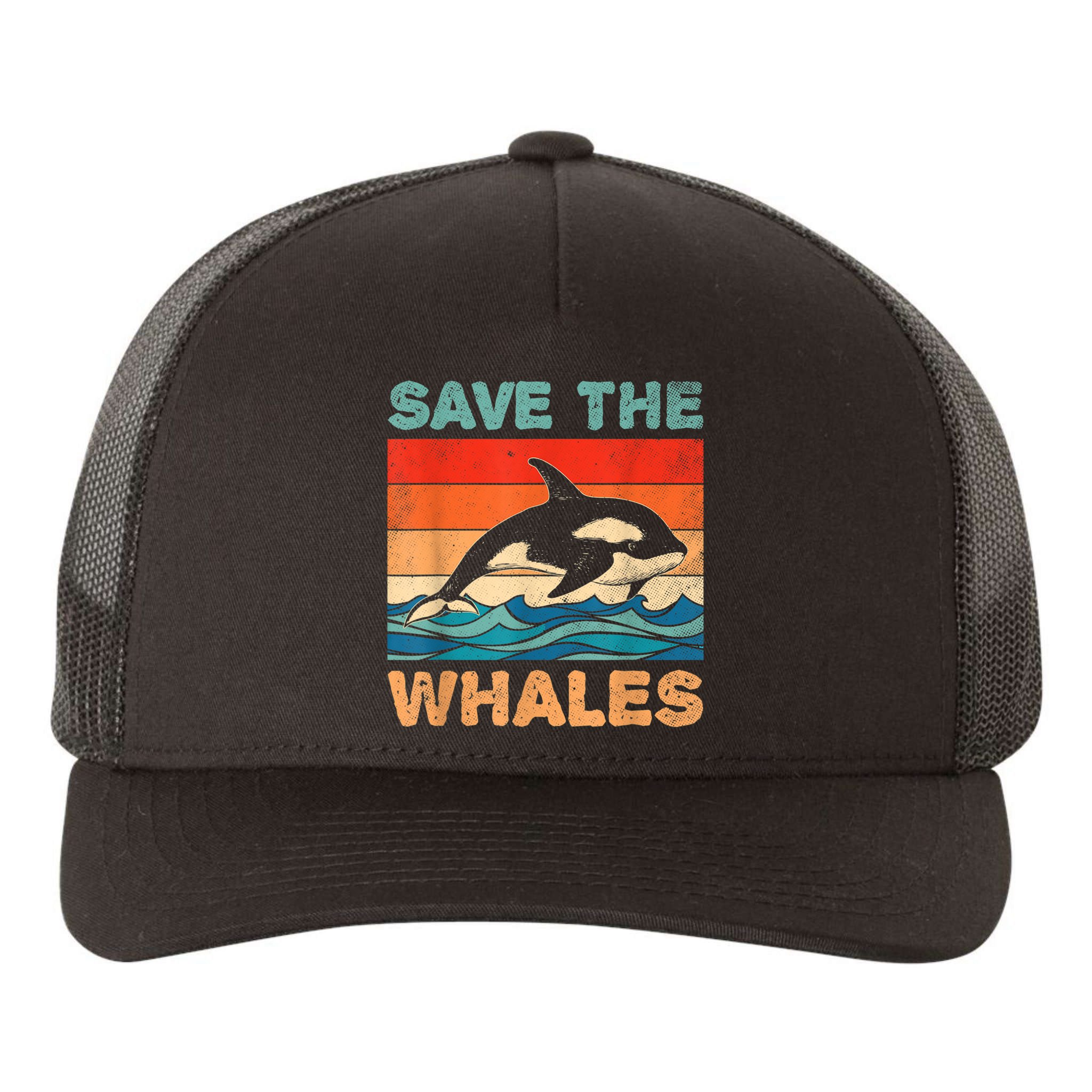 Save The Whales Retro Vintage Orca Whale Yupoong Adult 5-Panel Trucker Hat