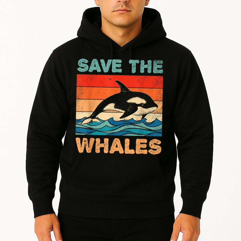 Save The Whales Retro Vintage Orca Whale Hoodie