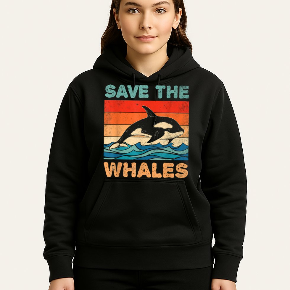 Save The Whales Retro Vintage Orca Whale Hoodie
