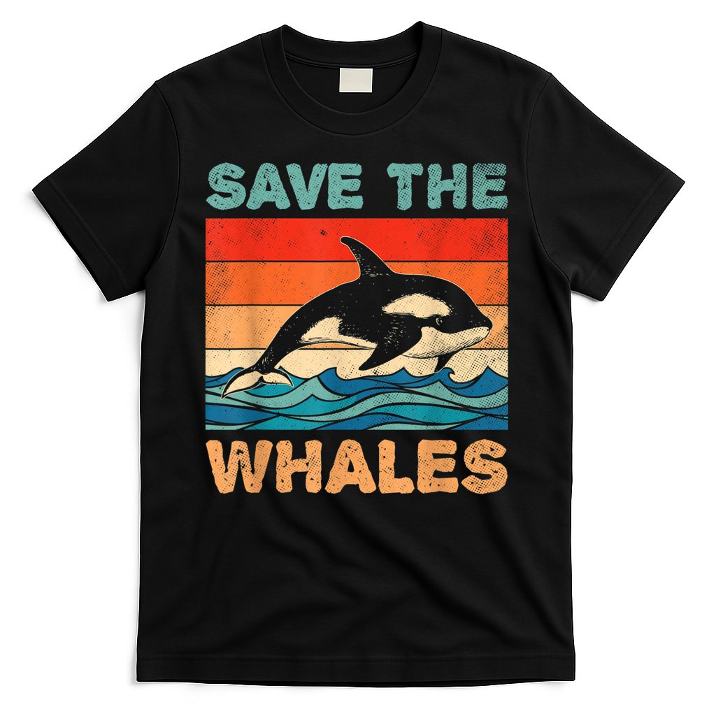 Save The Whales Retro Vintage Orca Whale T-Shirt