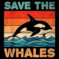 Save The Whales Retro Vintage Orca Whale T-Shirt