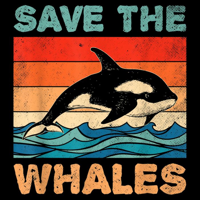Save The Whales Retro Vintage Orca Whale Backpack
