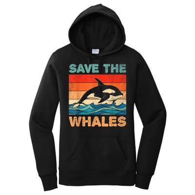 Save The Whales Retro Vintage Orca Whale Women's Pullover Hoodie