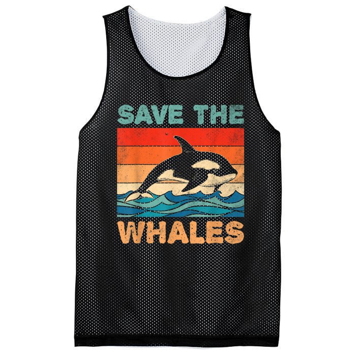 Save The Whales Retro Vintage Orca Whale Mesh Reversible Basketball Jersey Tank