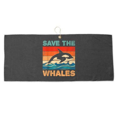 Save The Whales Retro Vintage Orca Whale Large Microfiber Waffle Golf Towel