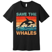 Save The Whales Retro Vintage Orca Whale Premium T-Shirt