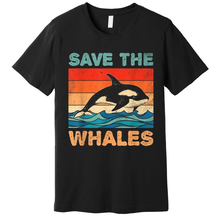 Save The Whales Retro Vintage Orca Whale Premium T-Shirt