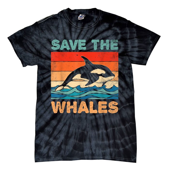 Save The Whales Retro Vintage Orca Whale Tie-Dye T-Shirt