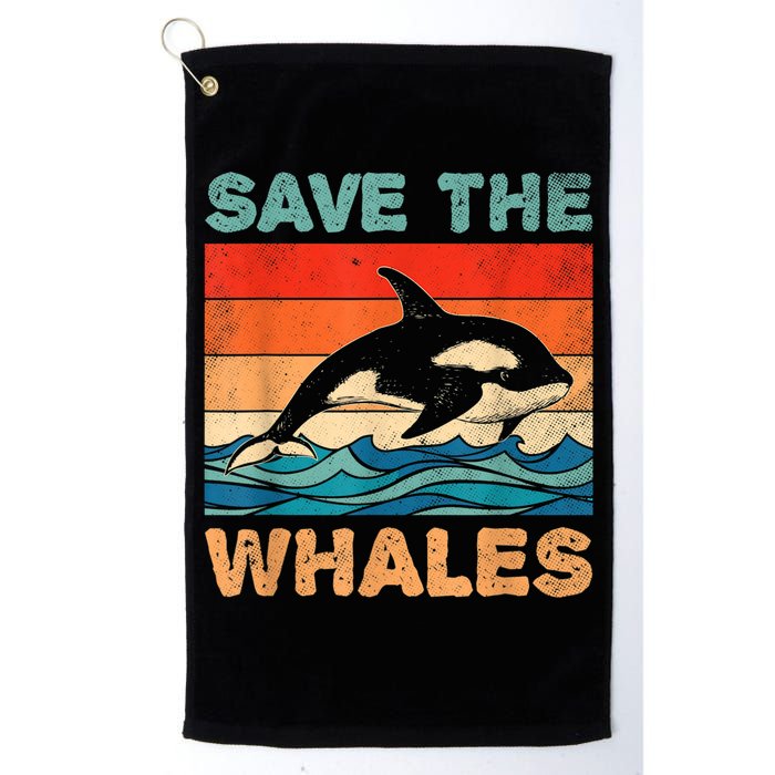 Save The Whales Retro Vintage Orca Whale Golf Towel
