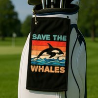 Save The Whales Retro Vintage Orca Whale Golf Towel