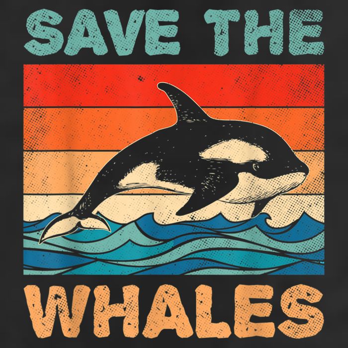 Save The Whales Retro Vintage Orca Whale Golf Towel
