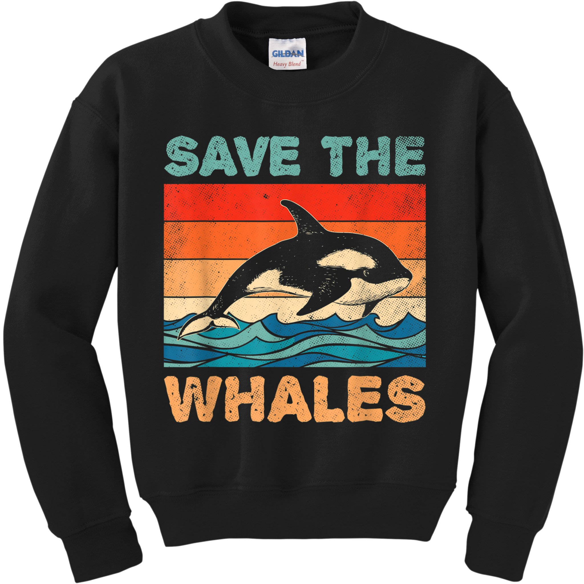 Save The Whales Retro Vintage Orca Whale Kids Sweatshirt