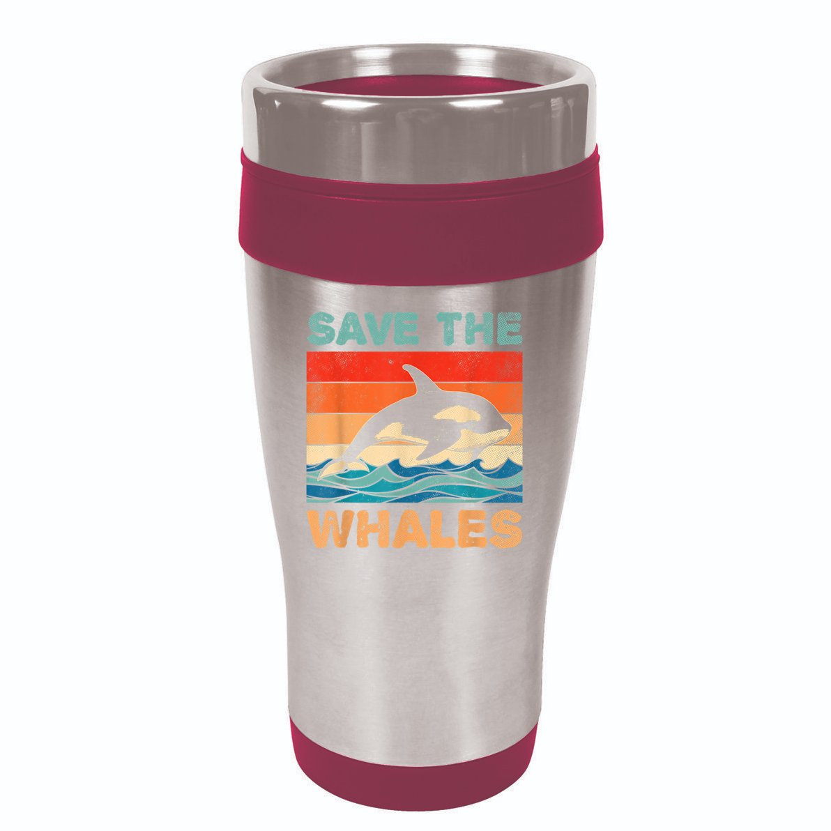 Save The Whales Retro Vintage Orca Whale 16oz Travel Tumbler