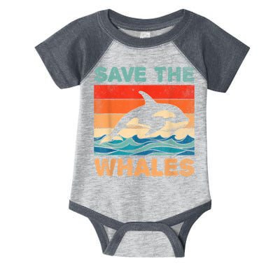 Save The Whales Retro Vintage Orca Whale Infant Baby Jersey Bodysuit