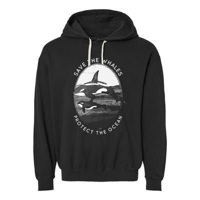 Save The Whales: Protect The Ocean Orca Killer Whales Garment-Dyed Fleece Hoodie