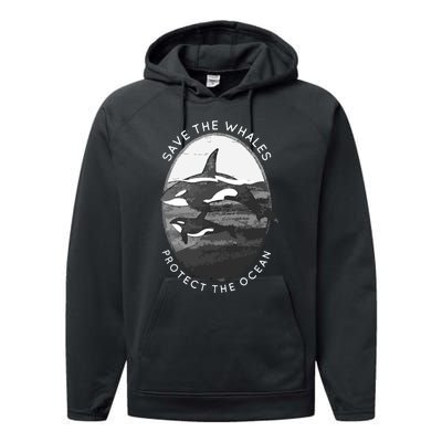 Save The Whales: Protect The Ocean Orca Killer Whales Performance Fleece Hoodie