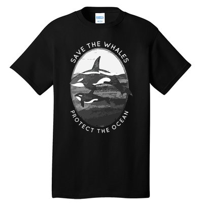 Save The Whales: Protect The Ocean Orca Killer Whales Tall T-Shirt