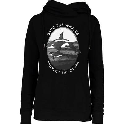 Save The Whales: Protect The Ocean Orca Killer Whales Womens Funnel Neck Pullover Hood