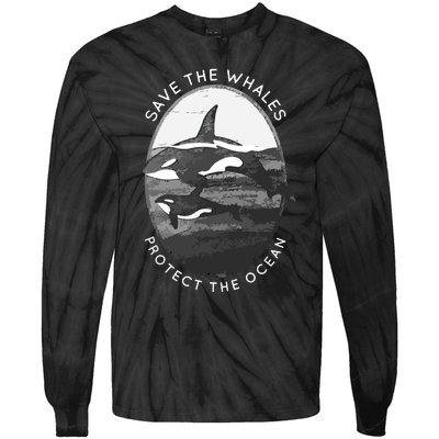 Save The Whales: Protect The Ocean Orca Killer Whales Tie-Dye Long Sleeve Shirt