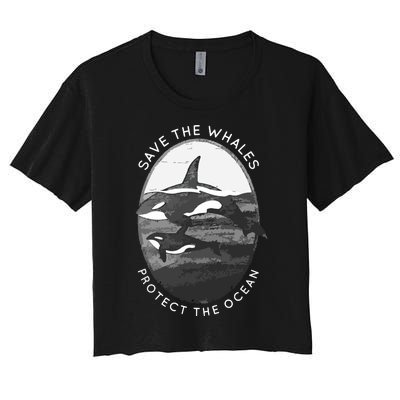 Save The Whales: Protect The Ocean Orca Killer Whales Women's Crop Top Tee