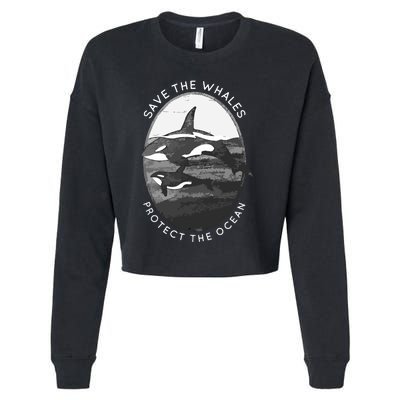 Save The Whales: Protect The Ocean Orca Killer Whales Cropped Pullover Crew