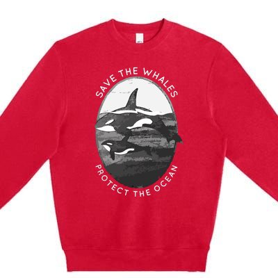 Save The Whales: Protect The Ocean Orca Killer Whales Premium Crewneck Sweatshirt