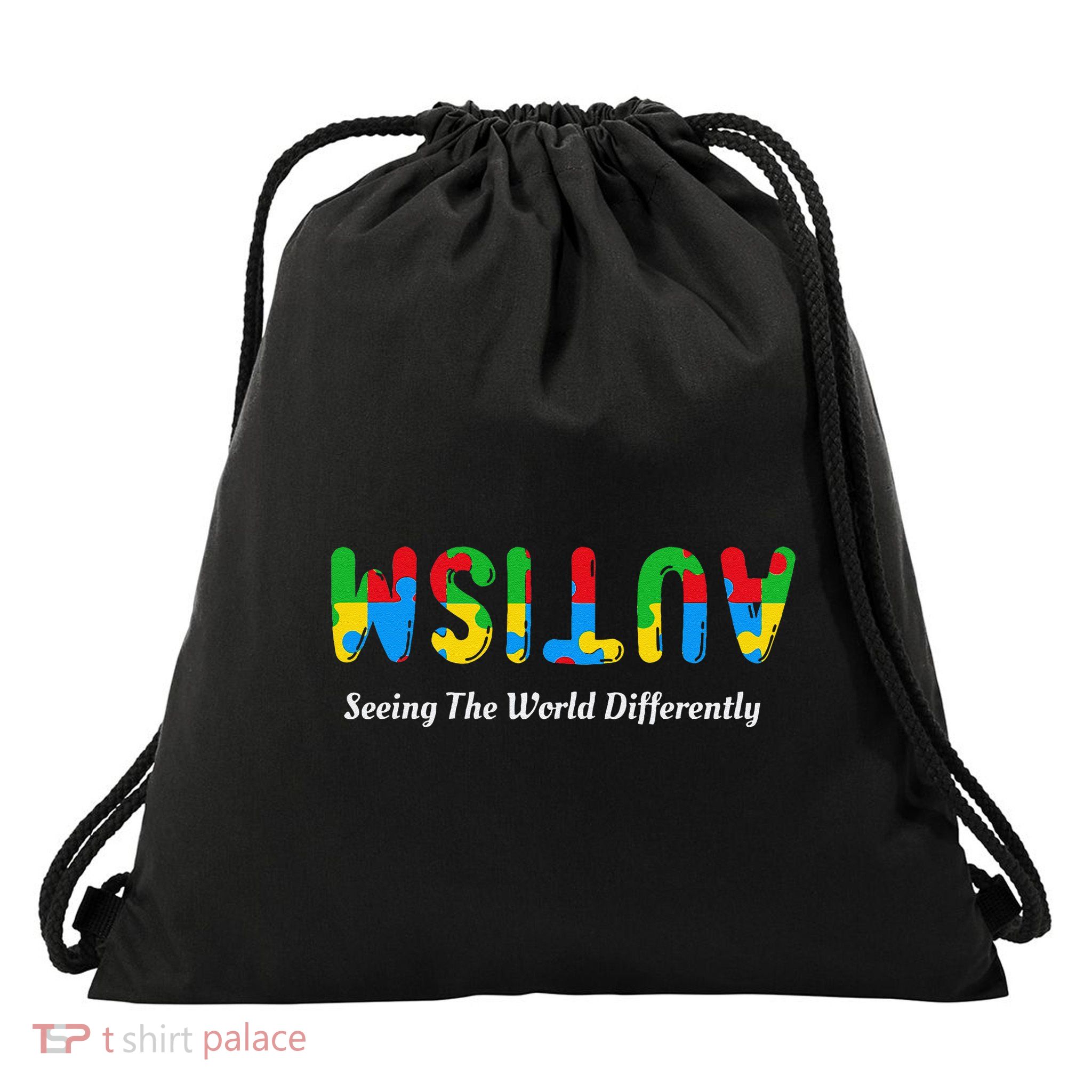 Seeing The World Differently Autism Awareness Drawstring Bag