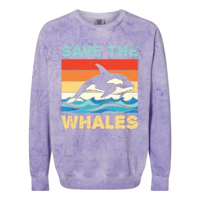 Save The Whales Retro Vintage Orca Whale Colorblast Crewneck Sweatshirt