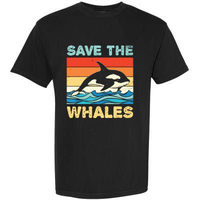 Save The Whales Retro Vintage Orca Whale Garment-Dyed Heavyweight T-Shirt