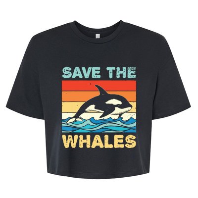 Save The Whales Retro Vintage Orca Whale Bella+Canvas Jersey Crop Tee