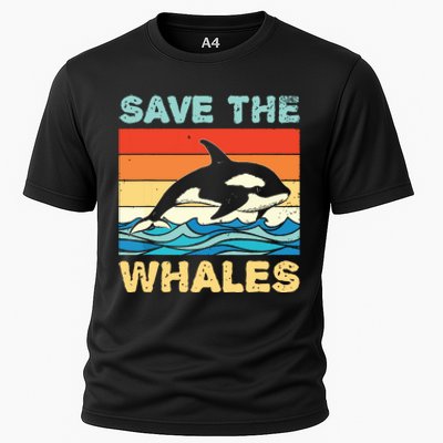 Save The Whales Retro Vintage Orca Whale Cooling Performance Crew T-Shirt