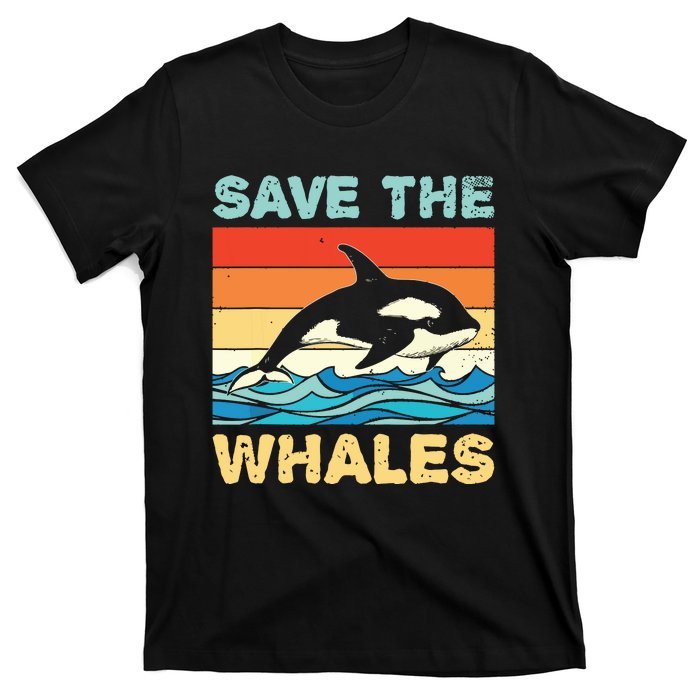 Save The Whales Retro Vintage Orca Whale T-Shirt