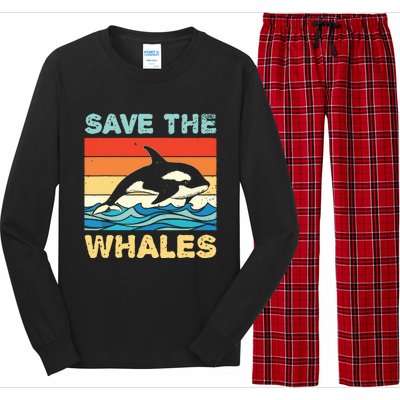 Save The Whales Retro Vintage Orca Whale Long Sleeve Pajama Set