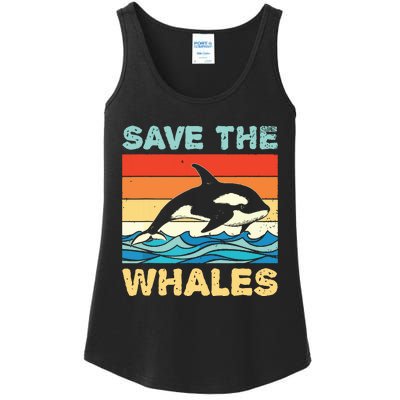 Save The Whales Retro Vintage Orca Whale Ladies Essential Tank