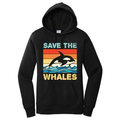 Save The Whales Retro Vintage Orca Whale Women's Pullover Hoodie