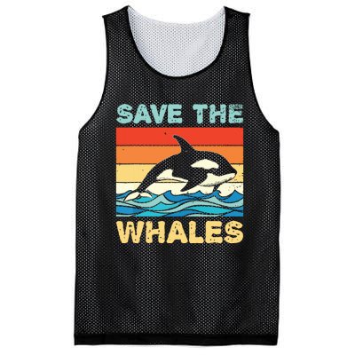 Save The Whales Retro Vintage Orca Whale Mesh Reversible Basketball Jersey Tank