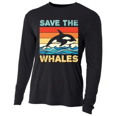 Save The Whales Retro Vintage Orca Whale Cooling Performance Long Sleeve Crew