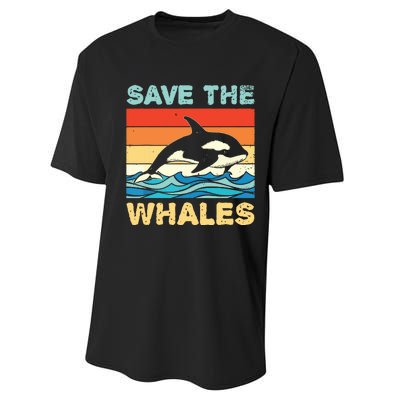 Save The Whales Retro Vintage Orca Whale Performance Sprint T-Shirt