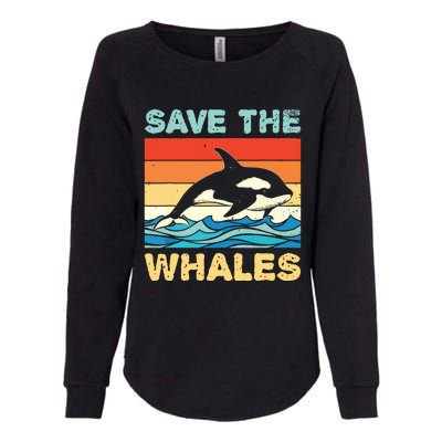 Save The Whales Retro Vintage Orca Whale Womens California Wash Sweatshirt