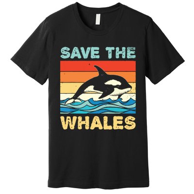 Save The Whales Retro Vintage Orca Whale Premium T-Shirt