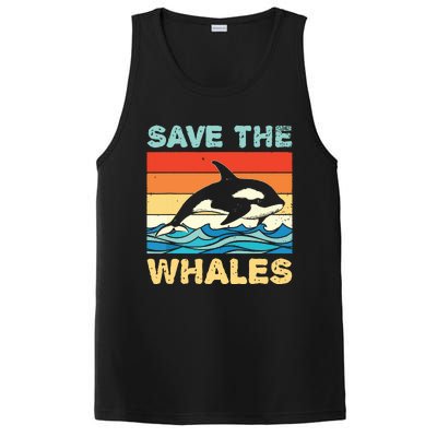 Save The Whales Retro Vintage Orca Whale PosiCharge Competitor Tank