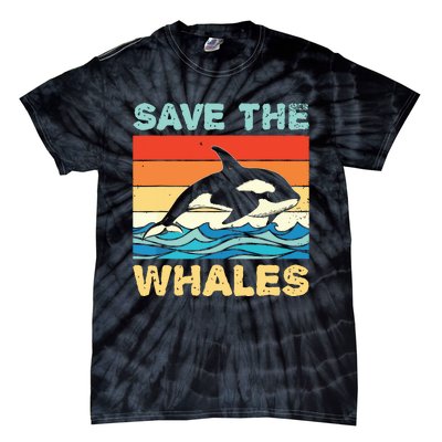 Save The Whales Retro Vintage Orca Whale Tie-Dye T-Shirt