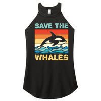 Save The Whales Retro Vintage Orca Whale Women’s Perfect Tri Rocker Tank