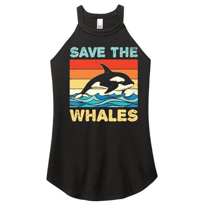 Save The Whales Retro Vintage Orca Whale Women’s Perfect Tri Rocker Tank